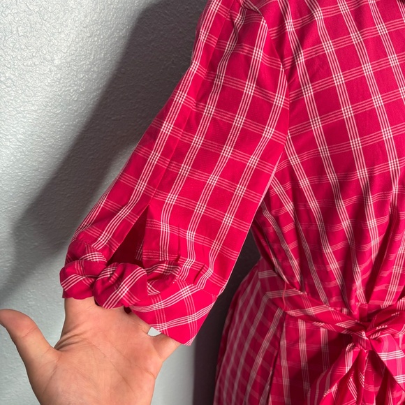 NWOT Calvin Klein Red White Plaid Gingham Cotton Dress - Picture 7 of 15